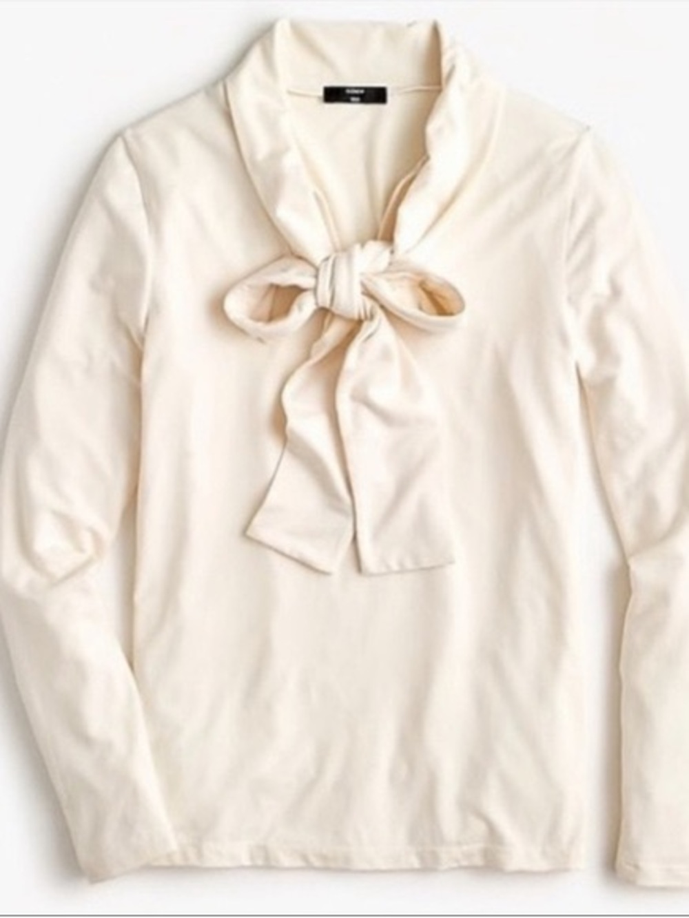 J. Crew 365 Stretch Tie-Neck Long Sleeve Top Cream Women's Extra Small